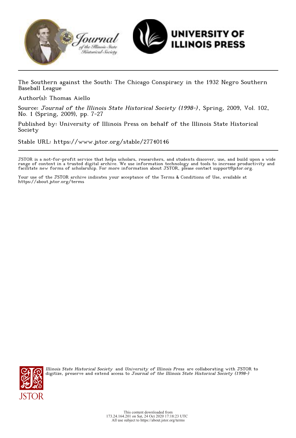 The Southern Against the South: the Chicago Conspiracy in the 1932