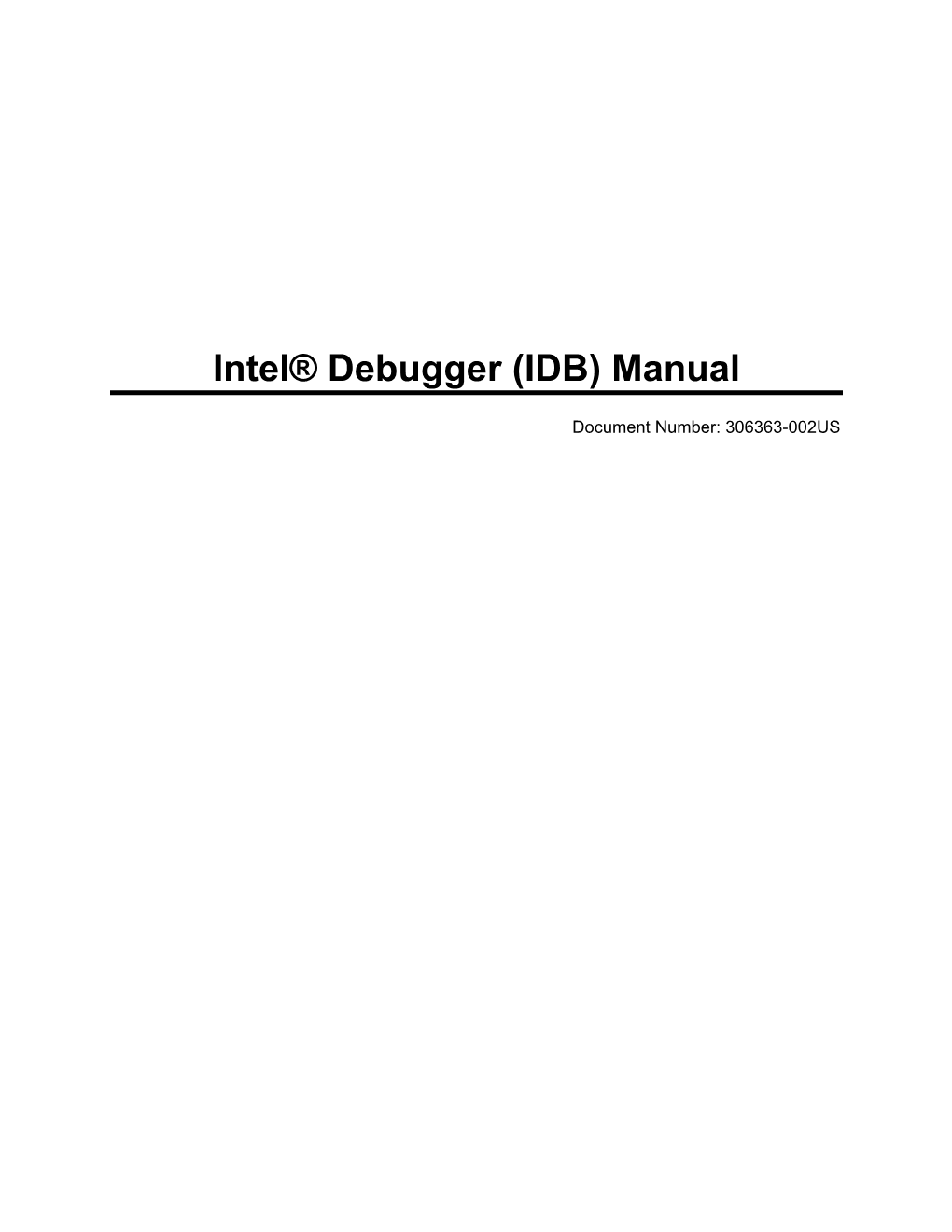 Intel(R) Debugger (IDB) Manual