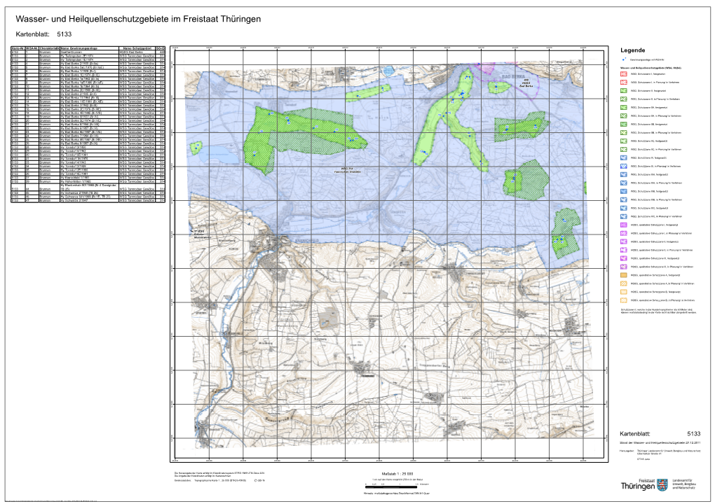 Wasser- Und Heilquellenschutzgebiete Im Freistaat Thüringen