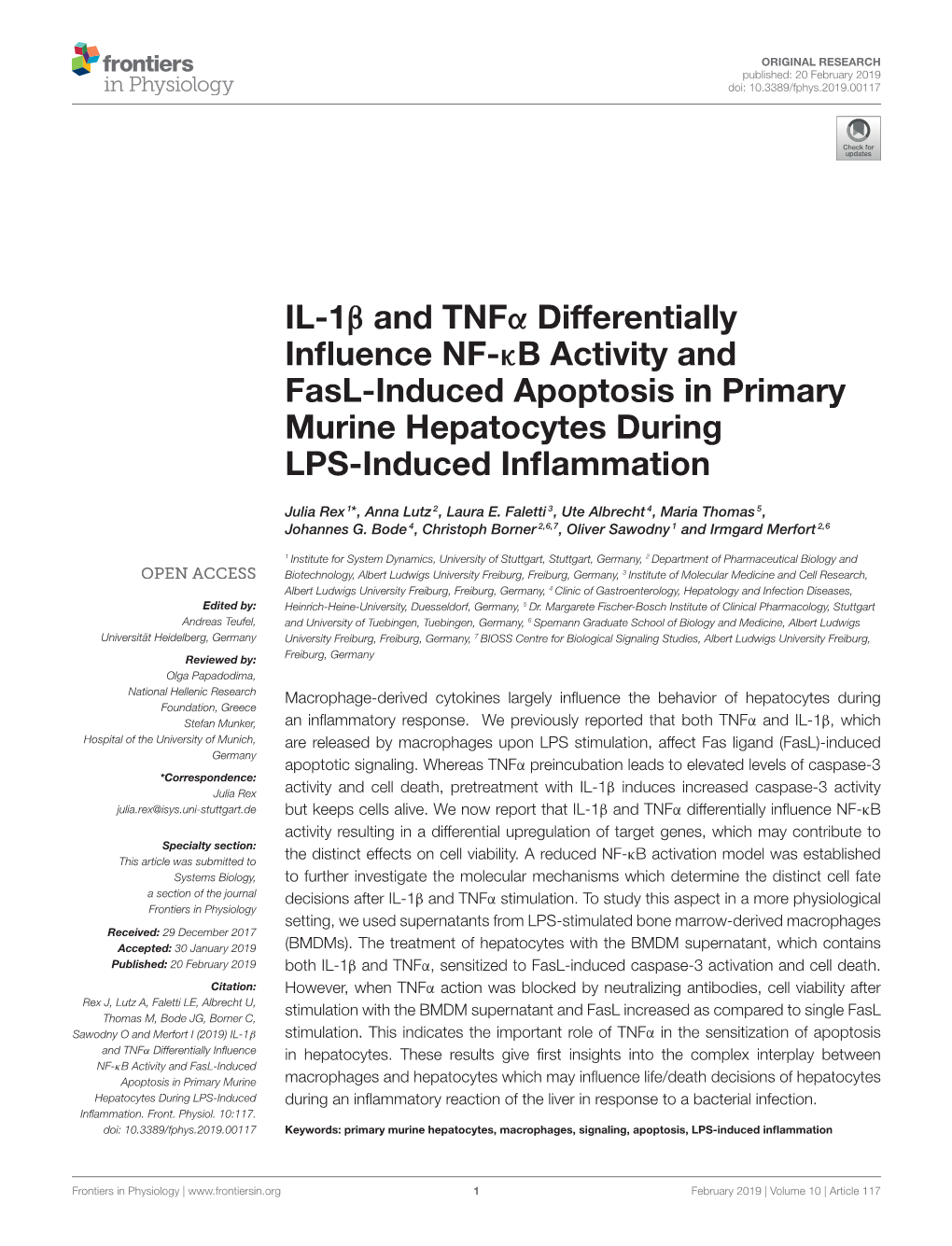 IL-1Β and Tnfα Differentially Influence NF-Κb Activity and Fasl-Induced Apoptosis in Primary Murine Hepatocytes During LPS-In