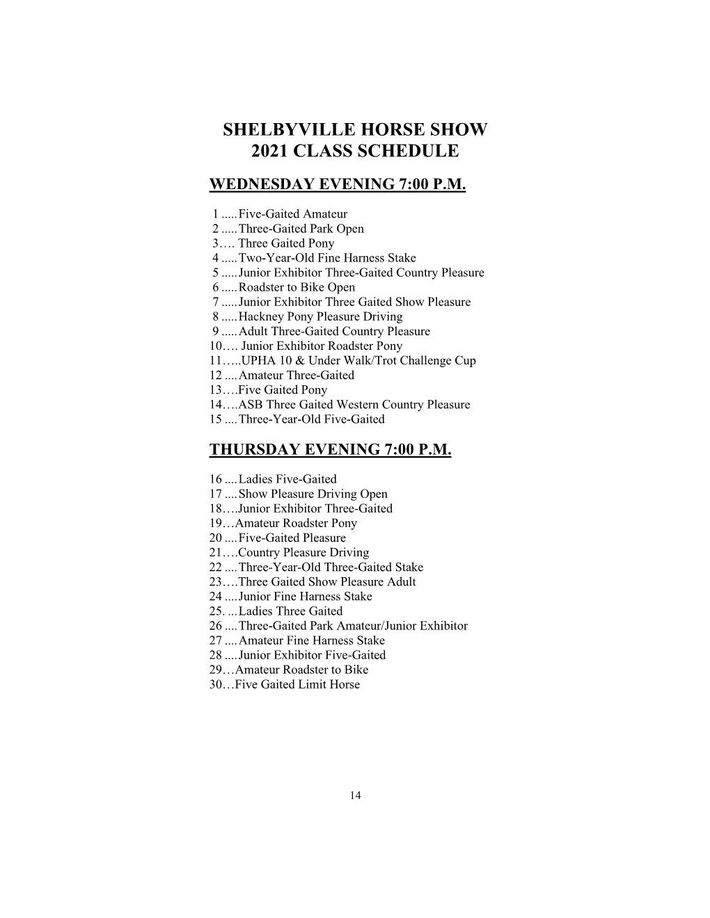 Shelbyville Prize List