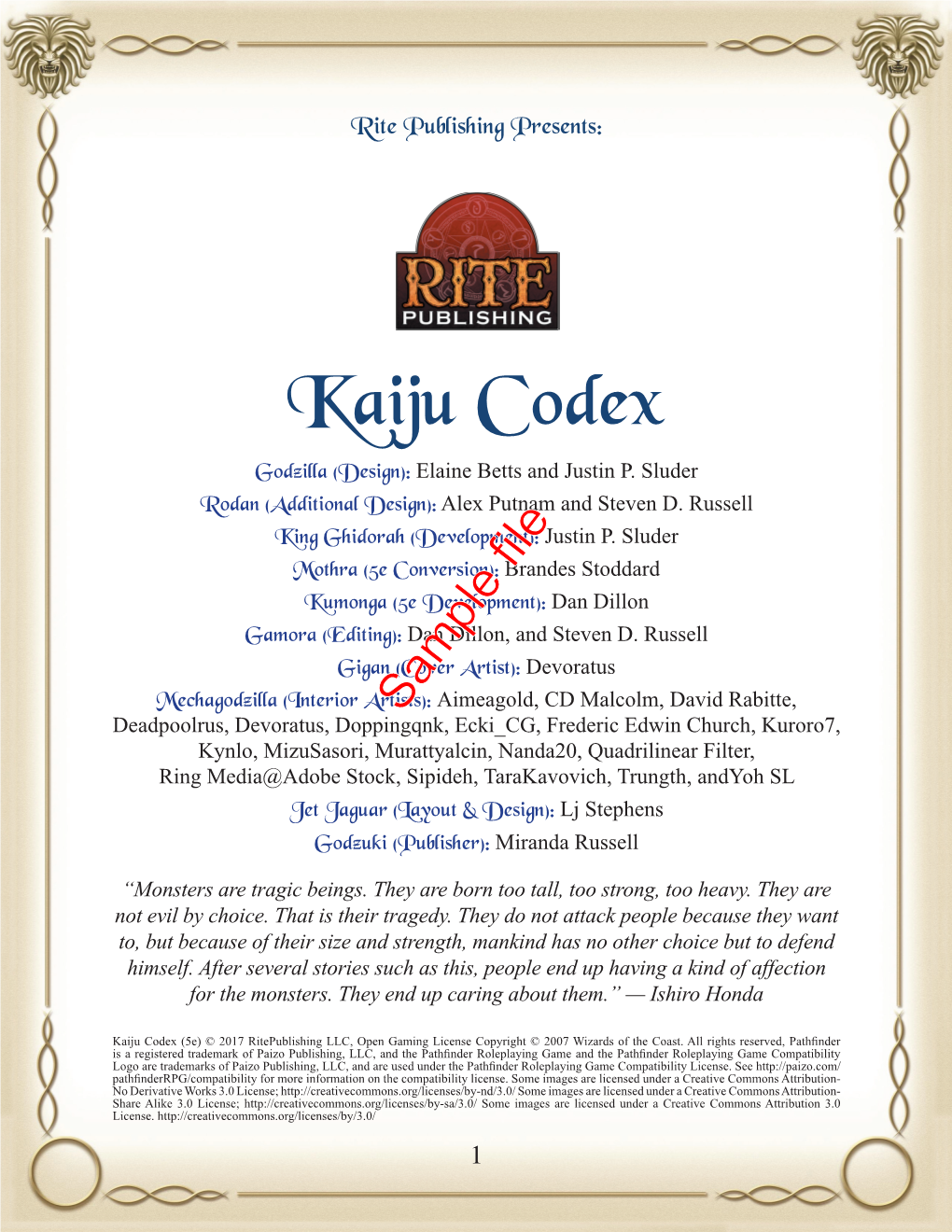 Kaiju Codex Godzilla (Design): Elaine Betts and Justin P