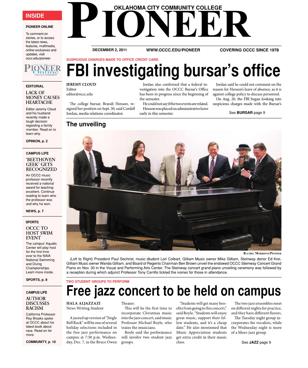 FBI Investigating Bursar's Office