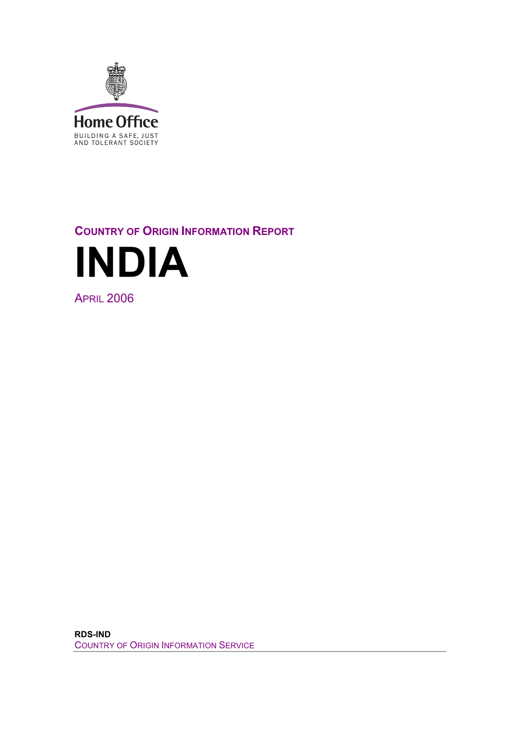 Country of Origin Information Report April 2006