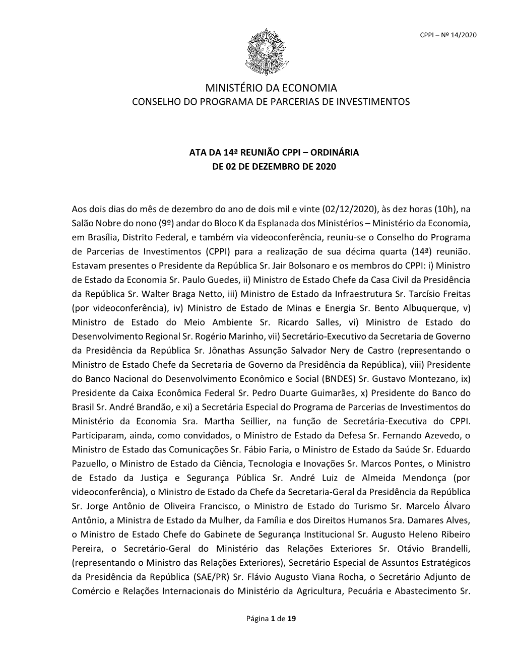 Ministério Da Economia Conselho Do Programa De Parcerias De Investimentos