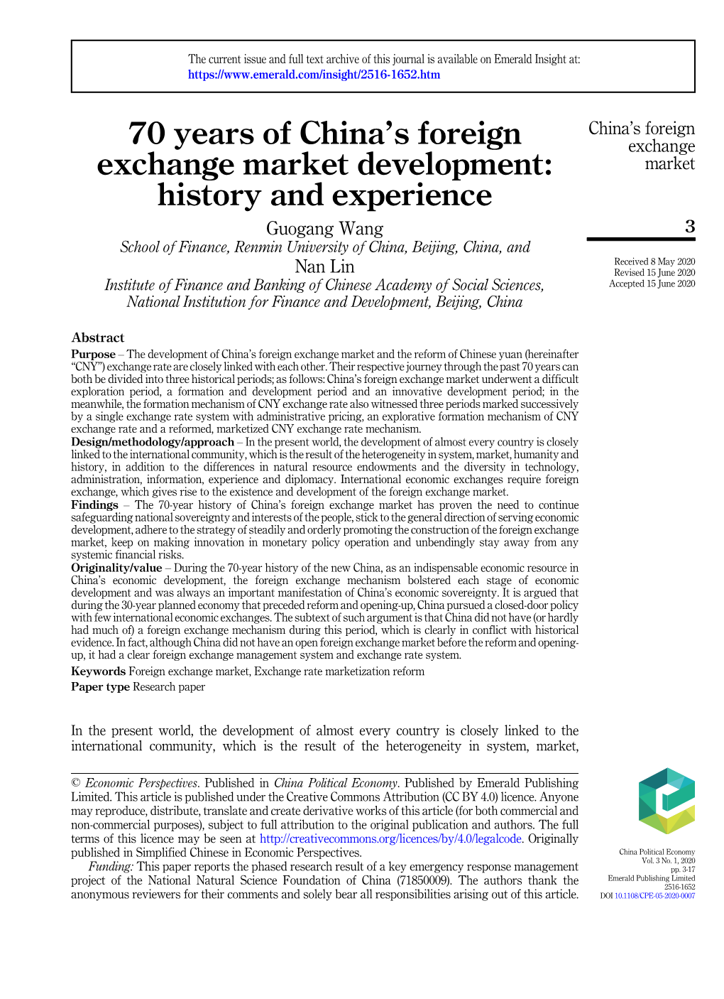 70 Years of China's Foreign Exchange Market Development