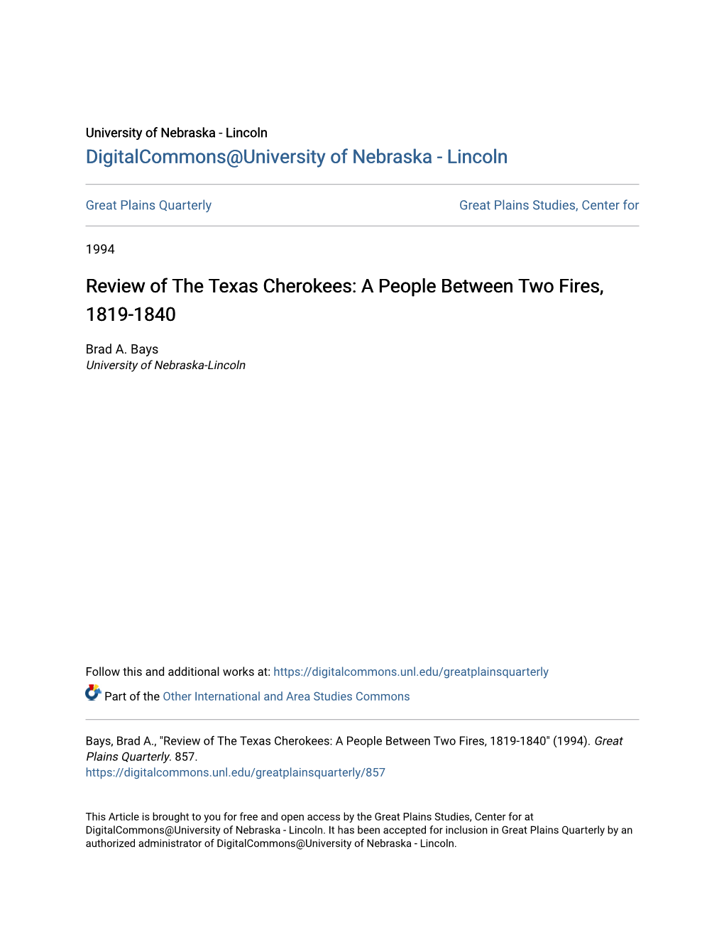 Review of the Texas Cherokees: a People Between Two Fires, 1819-1840