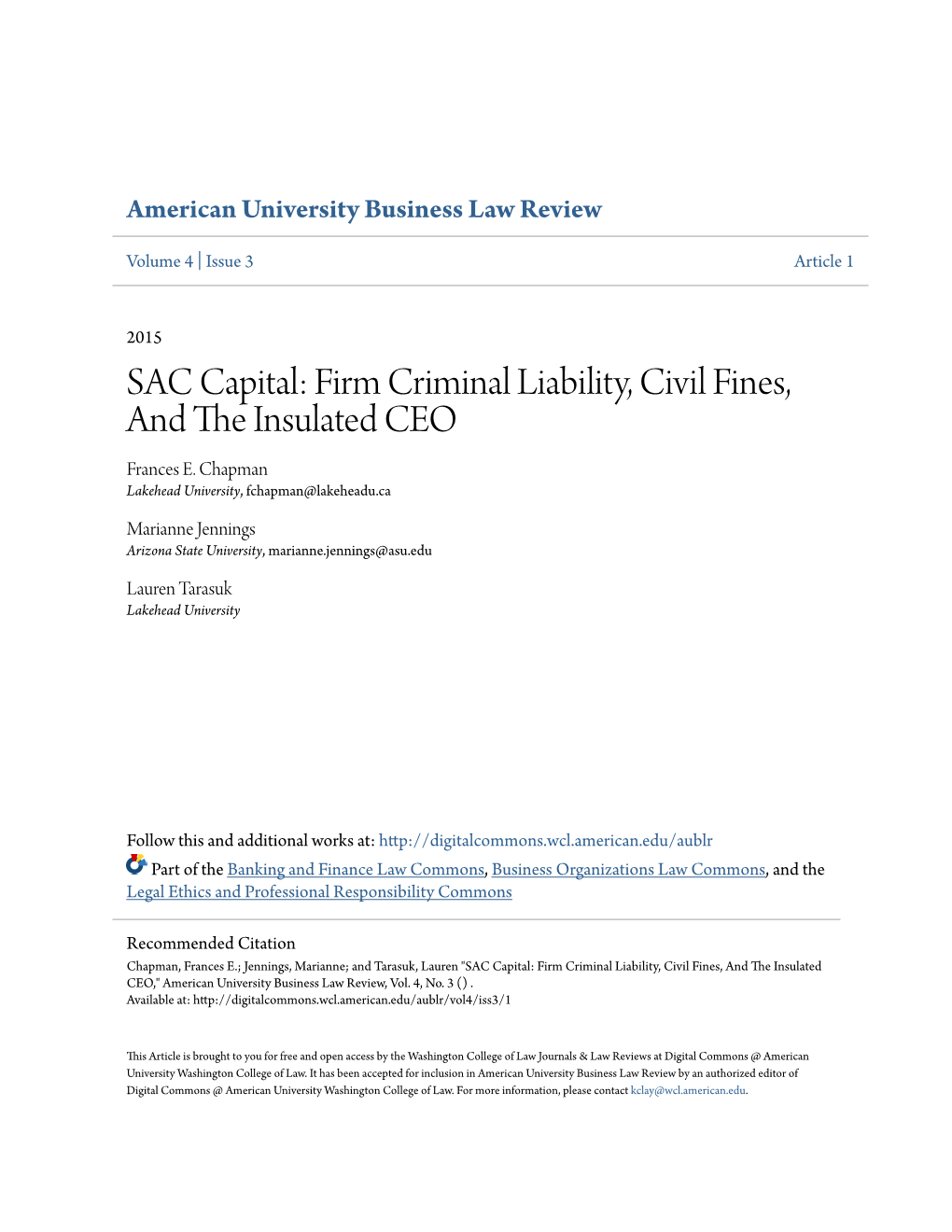 Sac Capital: Firm Criminal Liability, Civil Fines, and the Insulated Ceo