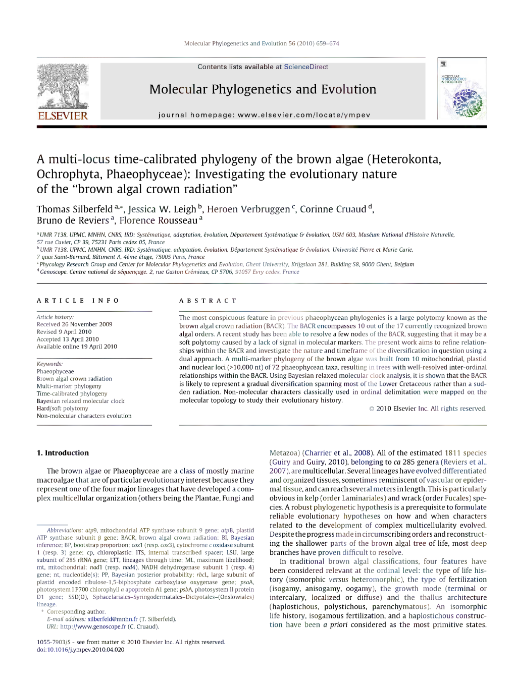 A Multi-Locus Time-Calibrated Phylogeny of the Brown Algae