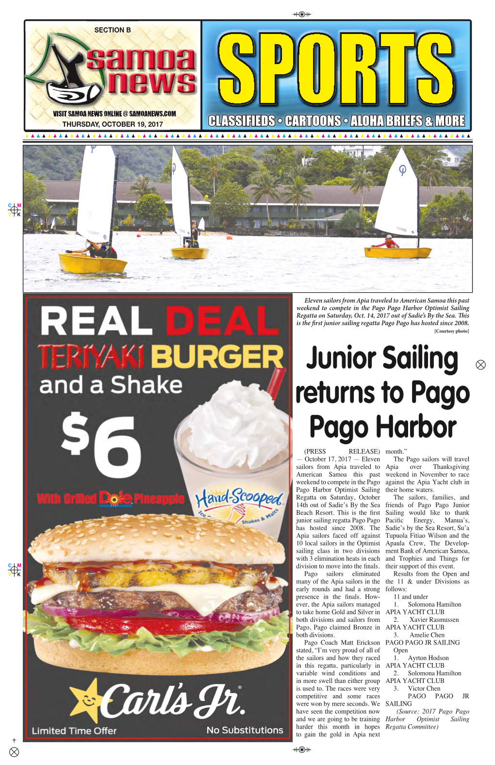 Junior Sailing Returns to Pago Pago Harbor