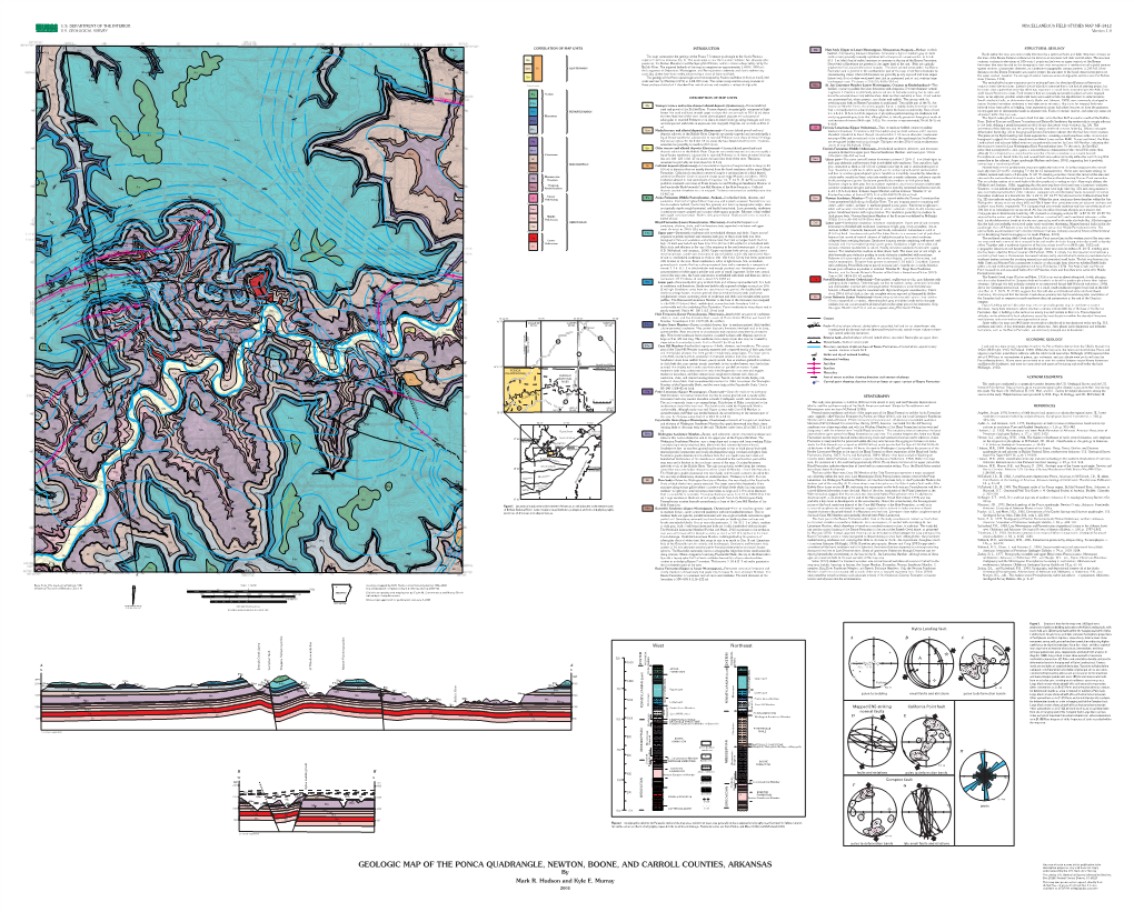 GEOLOGIC MAP of the PONCA QUADRANGLE, NEWTON, BOONE, and CARROLL COUNTIES, ARKANSAS Descriptive Purposes Only and Does Not Imply Endorsement by the U.S