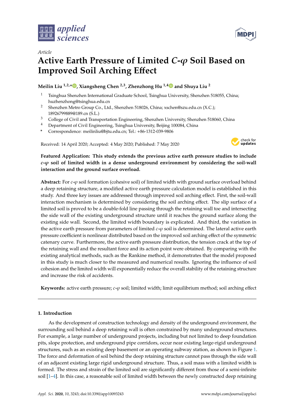 Active Earth Pressure of Limited C-Φ Soil Based on Improved Soil Arching Eﬀect