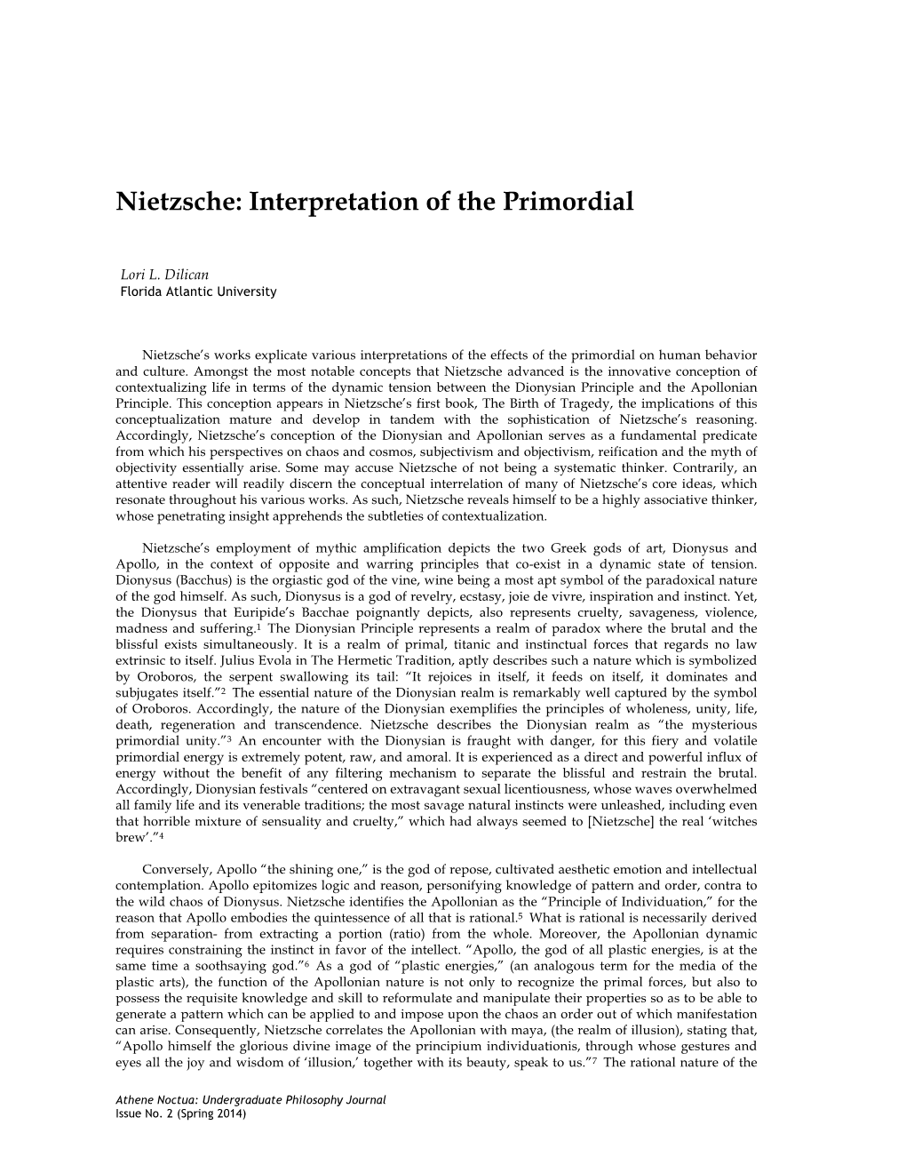 Nietzsche: Interpretation of the Primordial