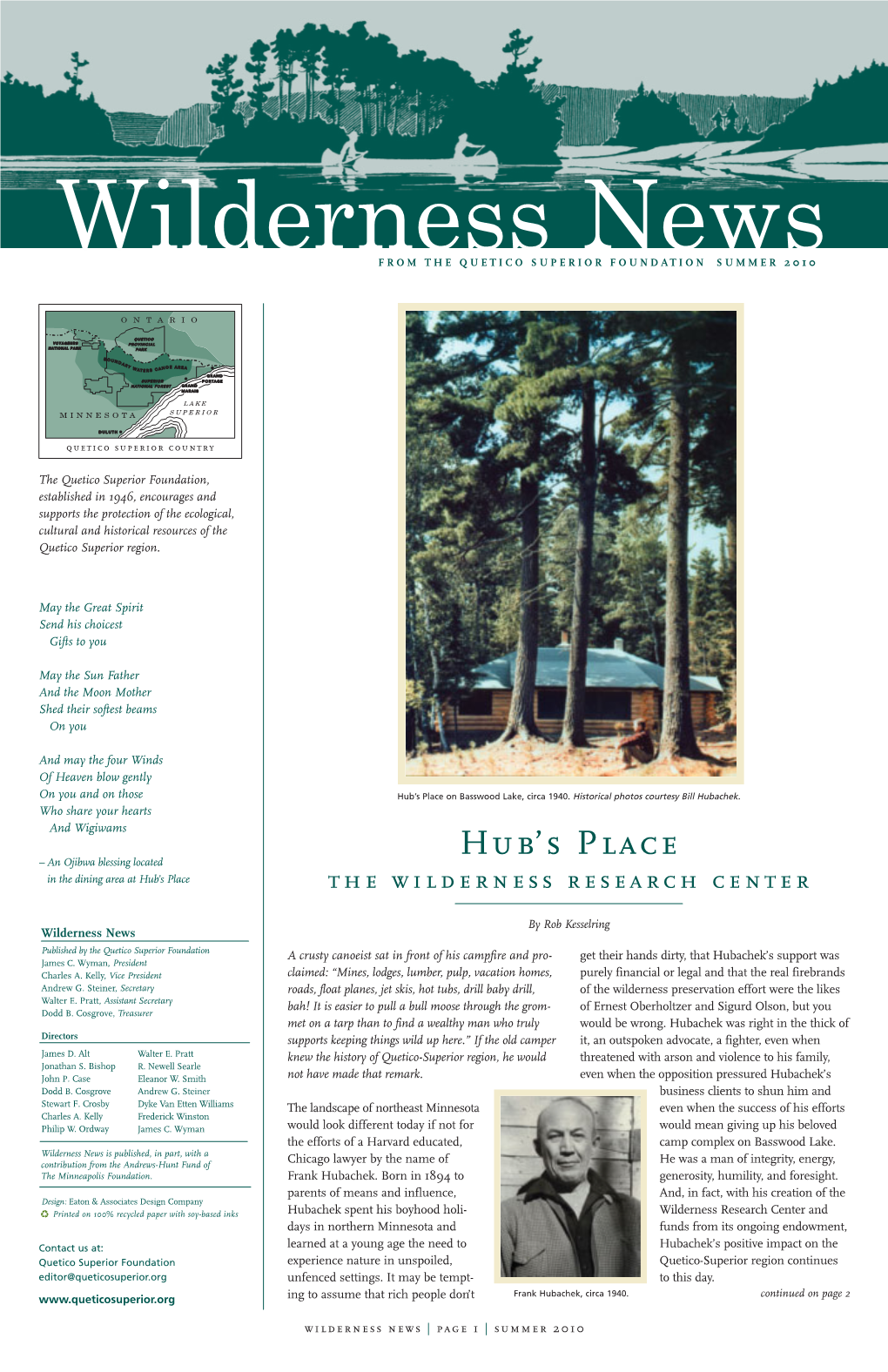 Wilderness News from the QUETICO SUPERIOR FOUNDATION SUMMER 2010