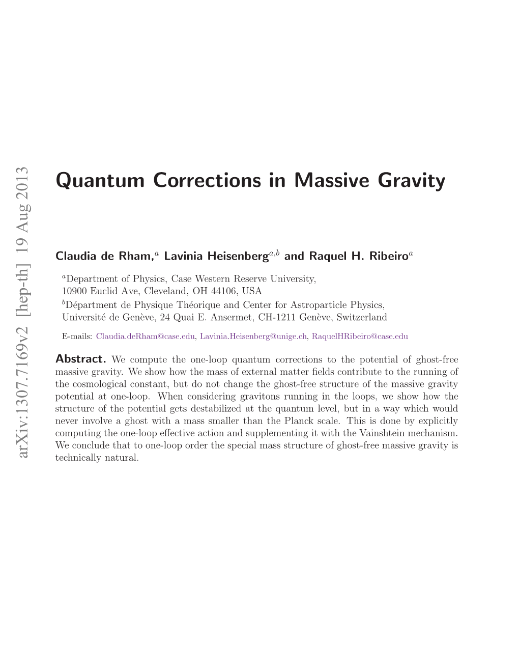 Quantum Corrections in Massive Gravity at Higher Loop: Mixing Matter with Gravitons, to Appear