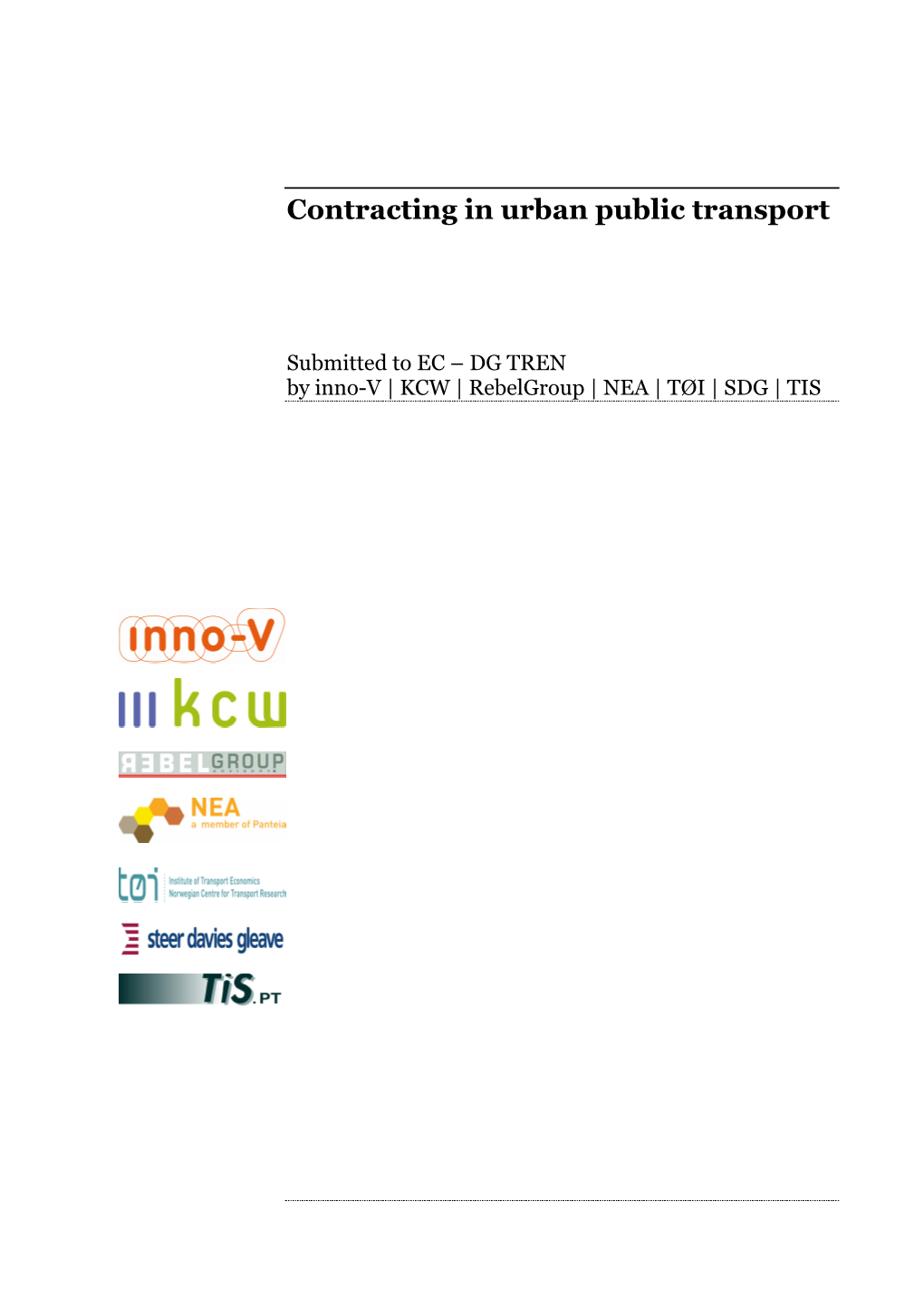 Contracting in Urban Public Transport