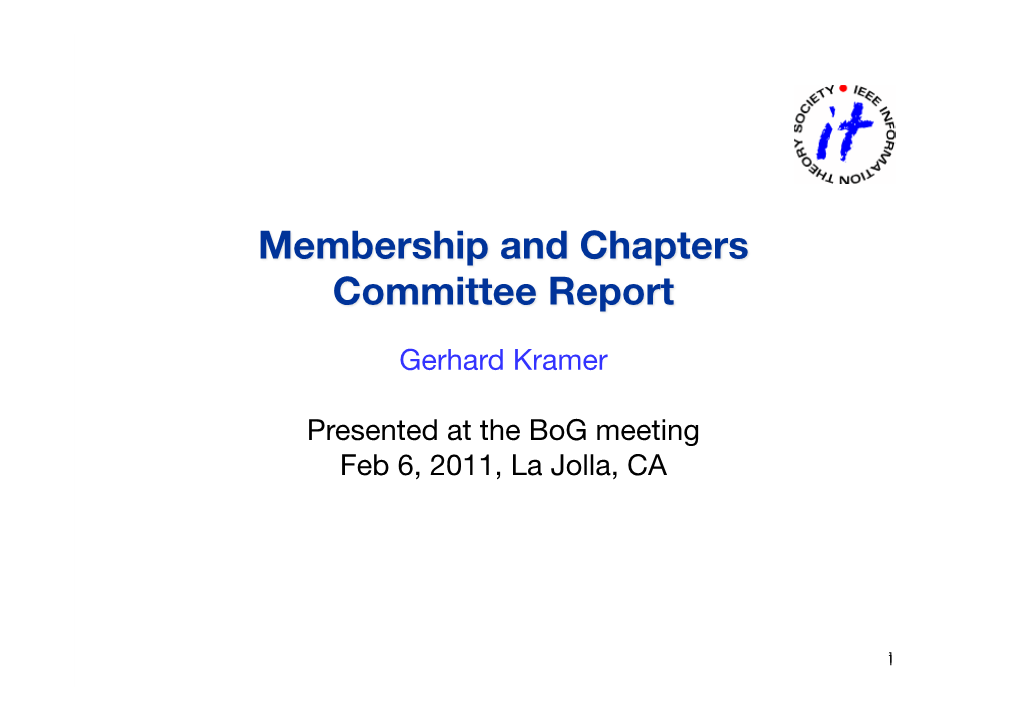 Membership and Chapters Committee Report