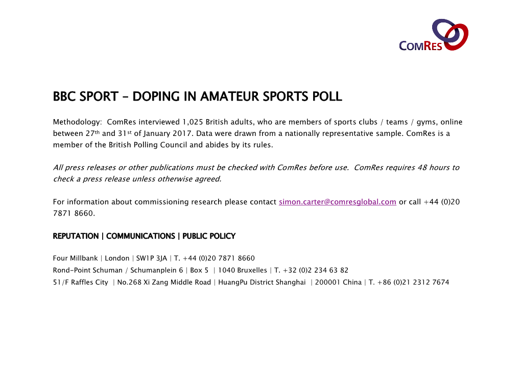 Bbc Sport – Doping in Amateur Sports Poll