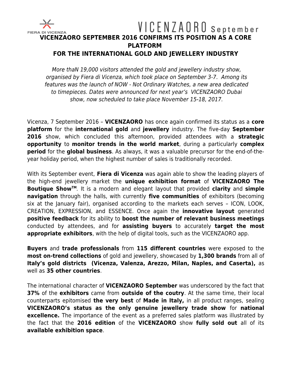 For the International Gold and Jewellery Industry