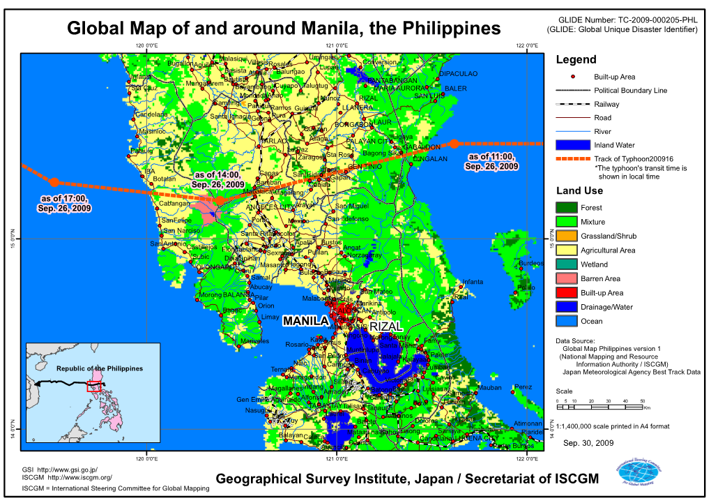 Global Map of and Around Manila, the Philippines (GLIDE: Global Unique Disaster Identifier) 120•‹0'0"E 121•‹0'0"E 122•‹0'0"E