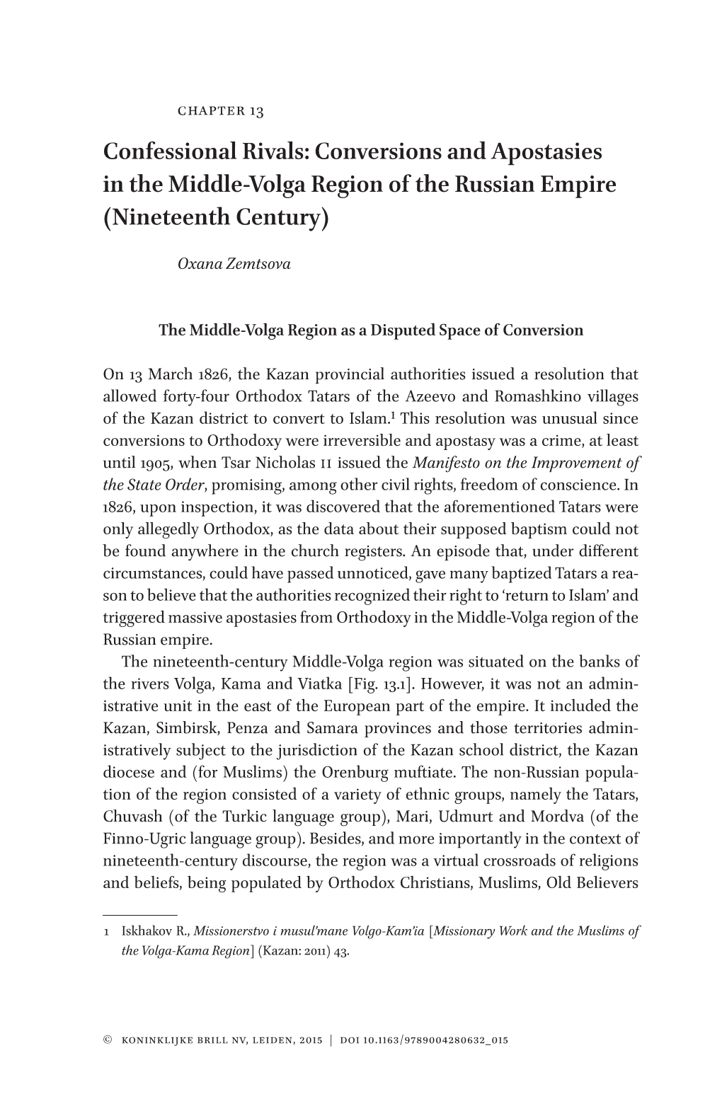 Conversions and Apostasies in the Middle-Volga Region of the Russian Empire (Nineteenth Century)