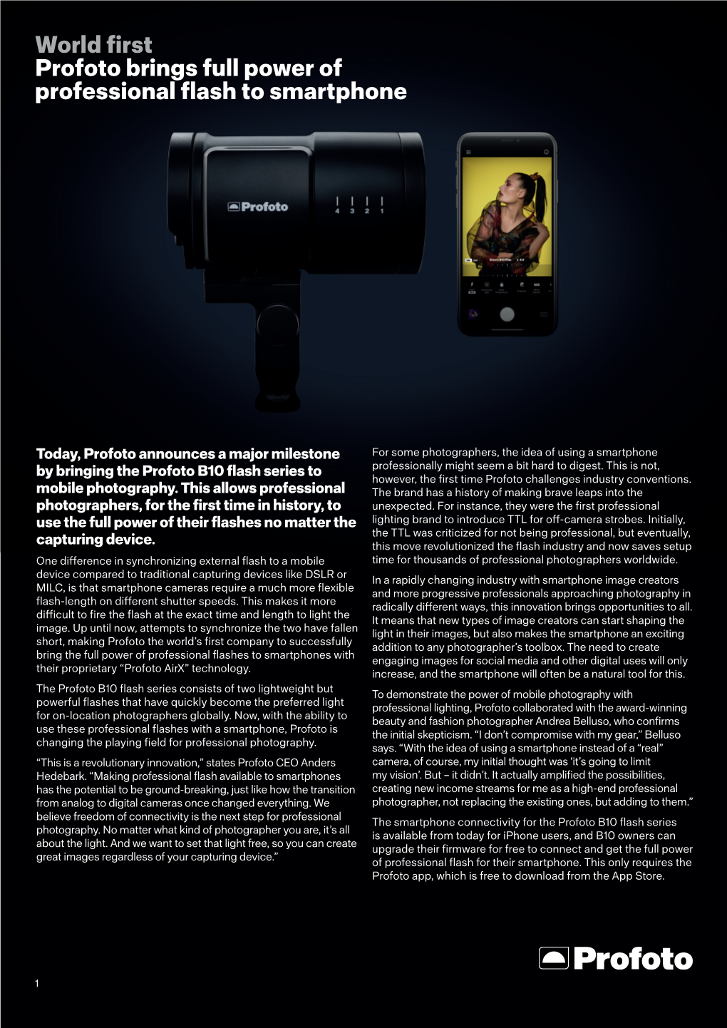 World First Profoto Brings Full Power of Professional Flash to Smartphone