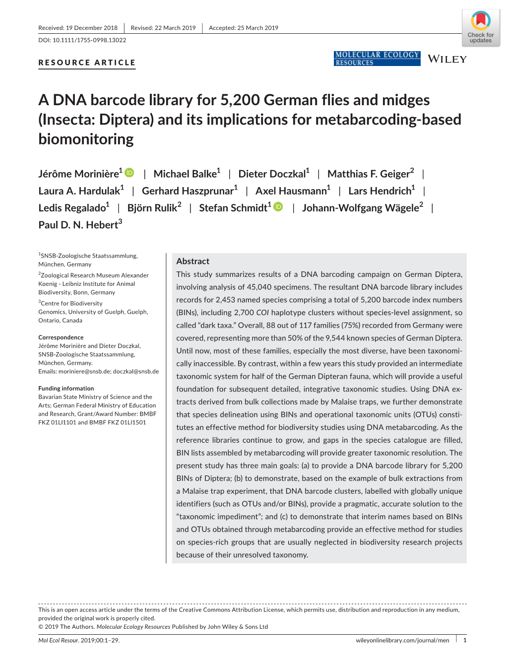 A DNA Barcode Library for 5200 German Flies and Midges