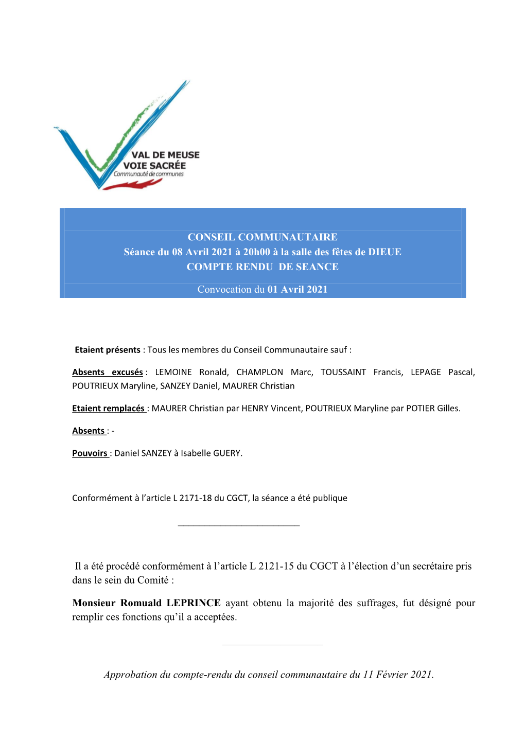 Cr Conseil Communautaire 08.04.2021