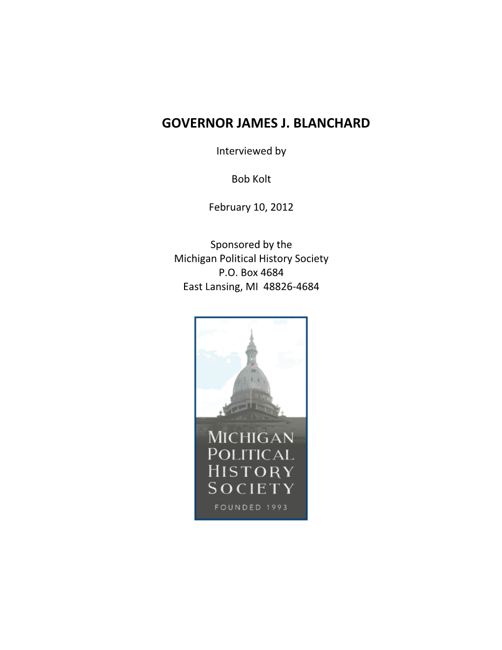 Governor James J. Blanchard