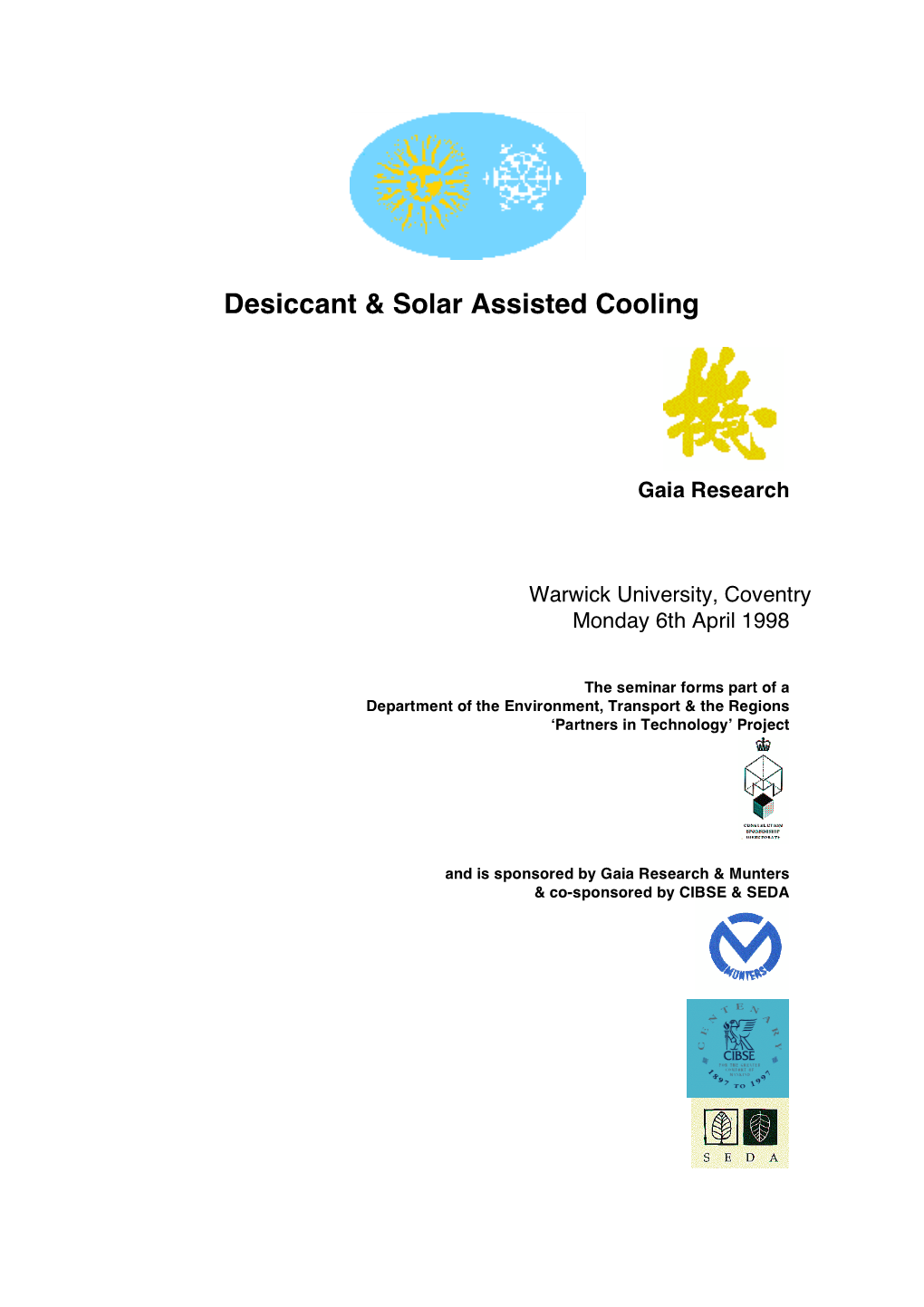 Solar Air Conditioning Project Sandy Halliday: Gaia Research