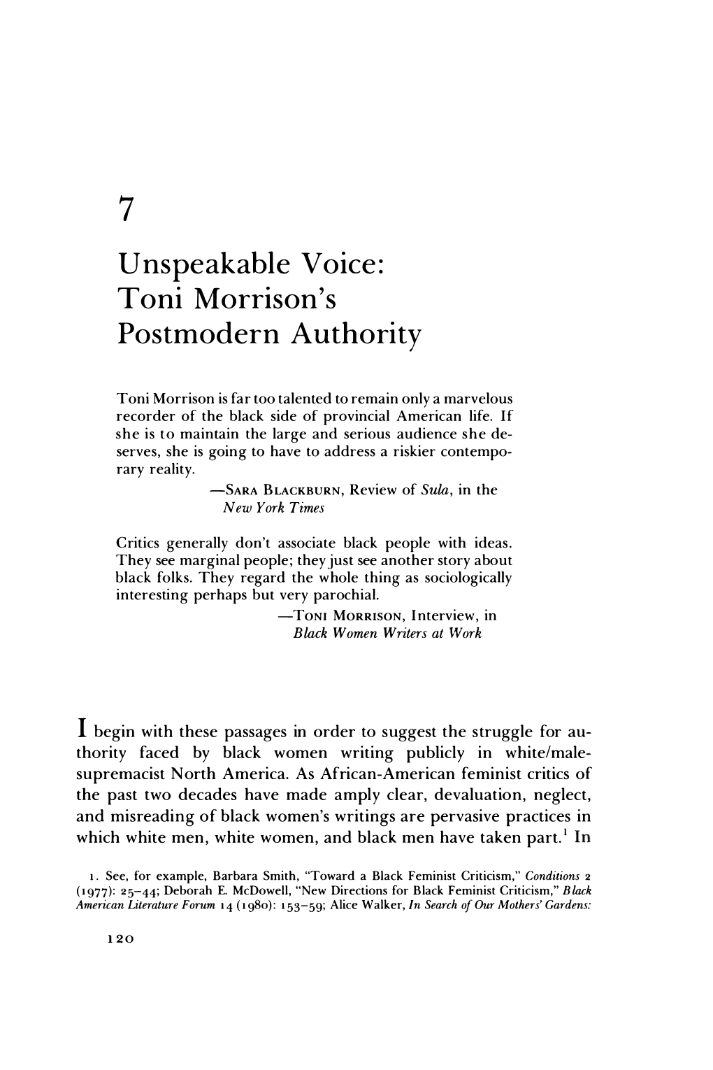 Toni Morrison's Postmodern Authority