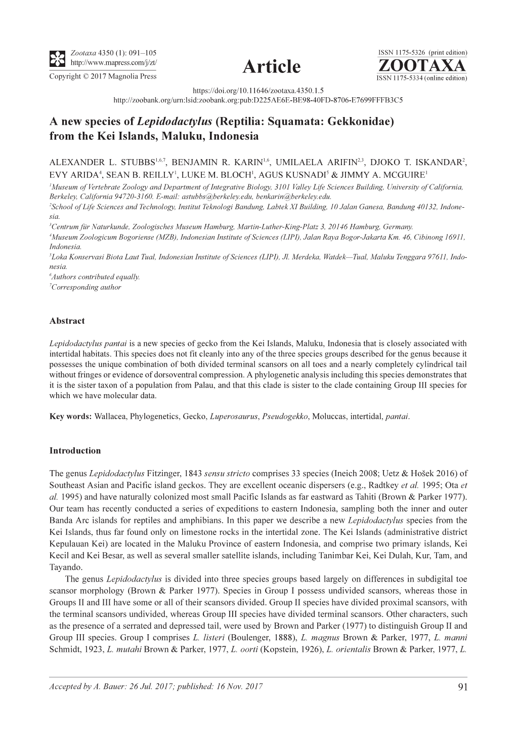 A New Species of Lepidodactylus (Reptilia: Squamata: Gekkonidae) from the Kei Islands, Maluku, Indonesia