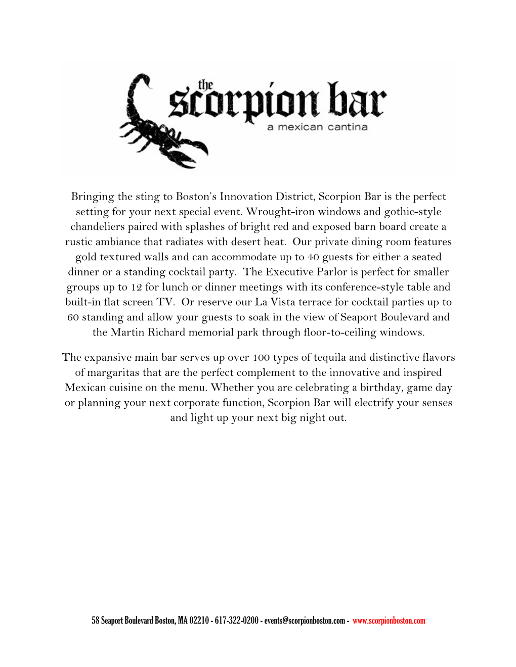 Bringing the Sting to Boston's Innovation District, Scorpion Bar Is the Perfect Setting for Your Next Special Event. Wrought-I