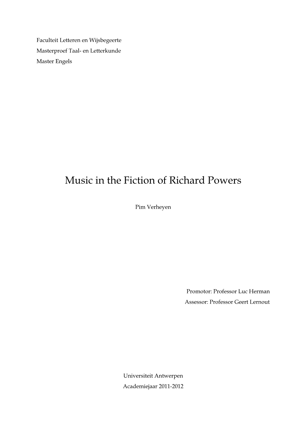 Music in the Fiction of Richard Powers