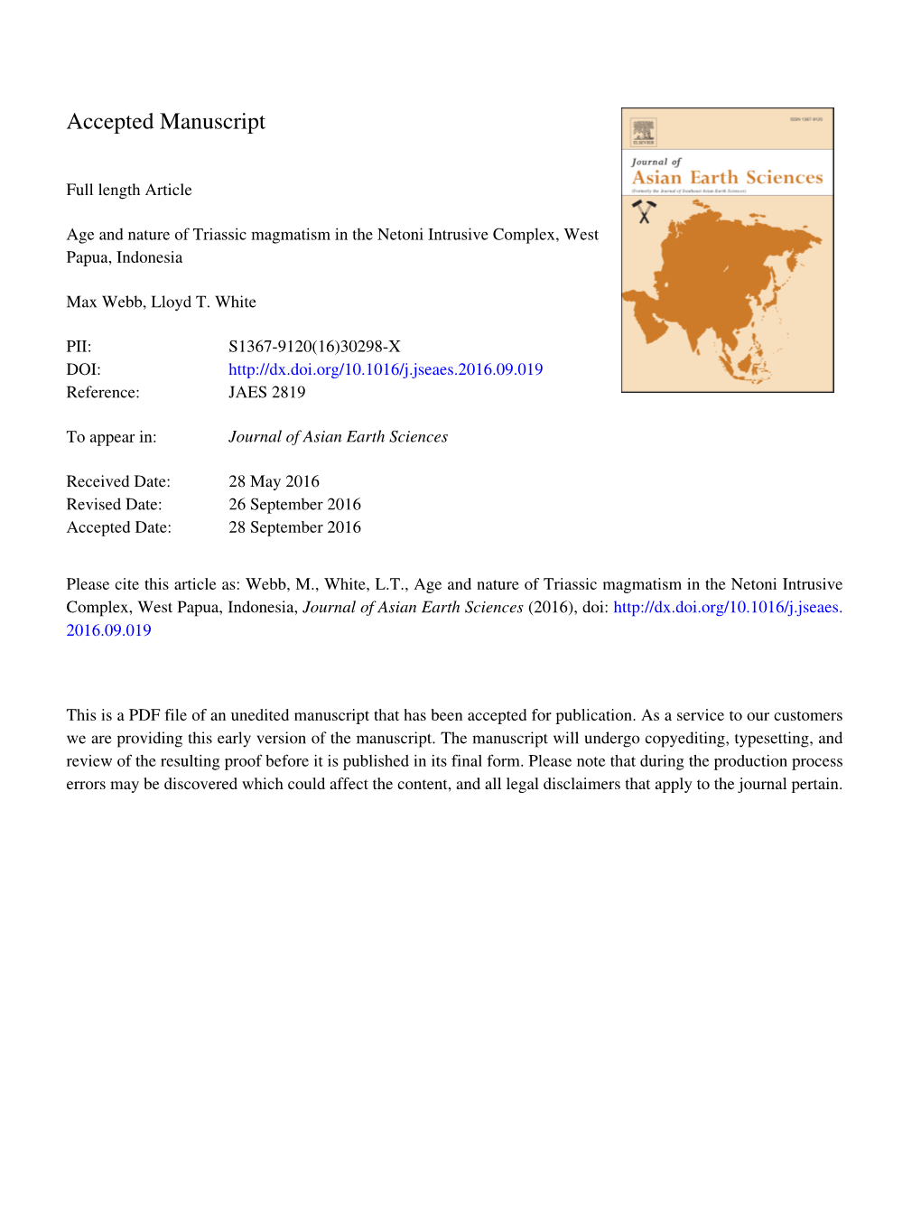 Age and Nature of Triassic Magmatism in the Netoni Intrusive Complex, West Papua, Indonesia