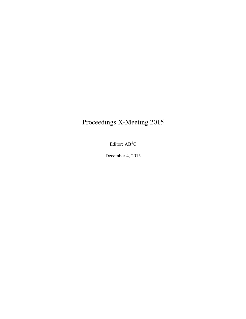 Proceedings X-Meeting 2015