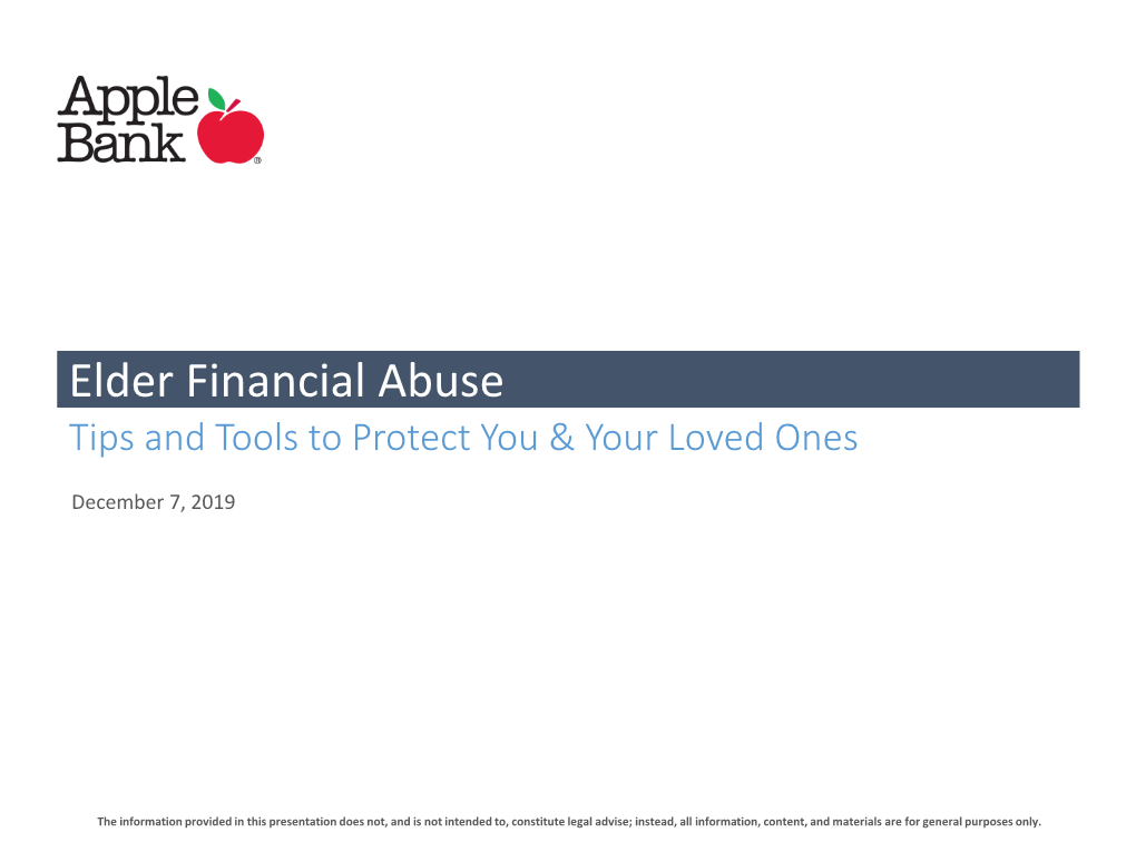Elder Financial Abuse Presentation