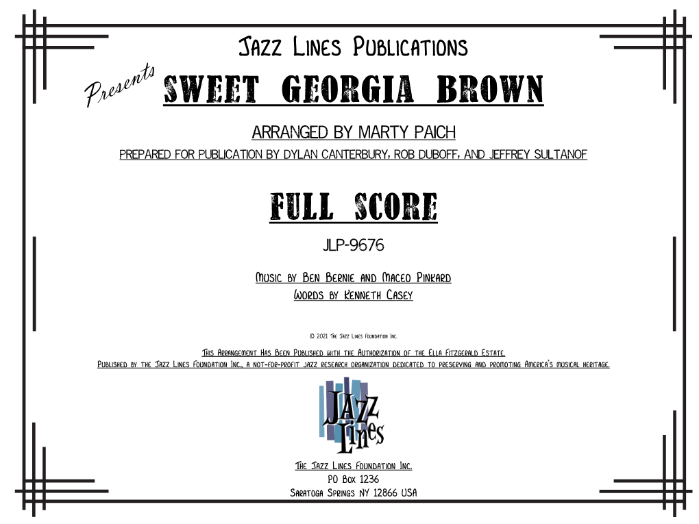 Sweet Georgia Brown Full Score