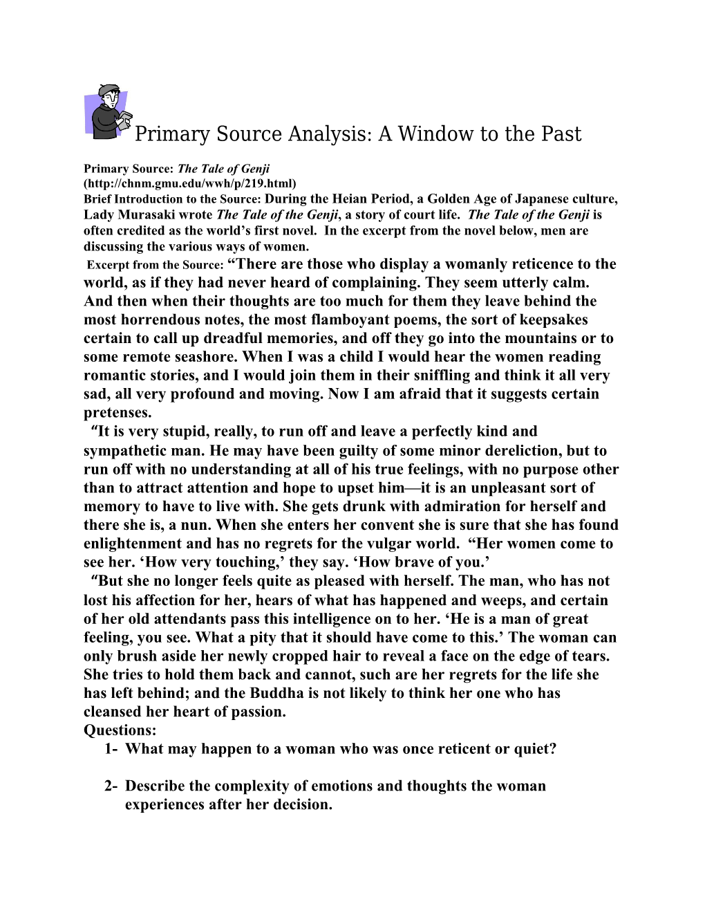 Primary Source Analysis: a Window to the Past