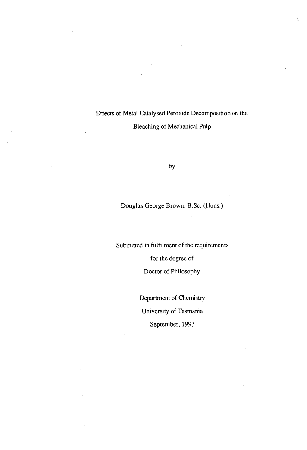 Effects of Metal Catalysed Peroxide Decomposition on the Bleaching of Mechanical Pulp