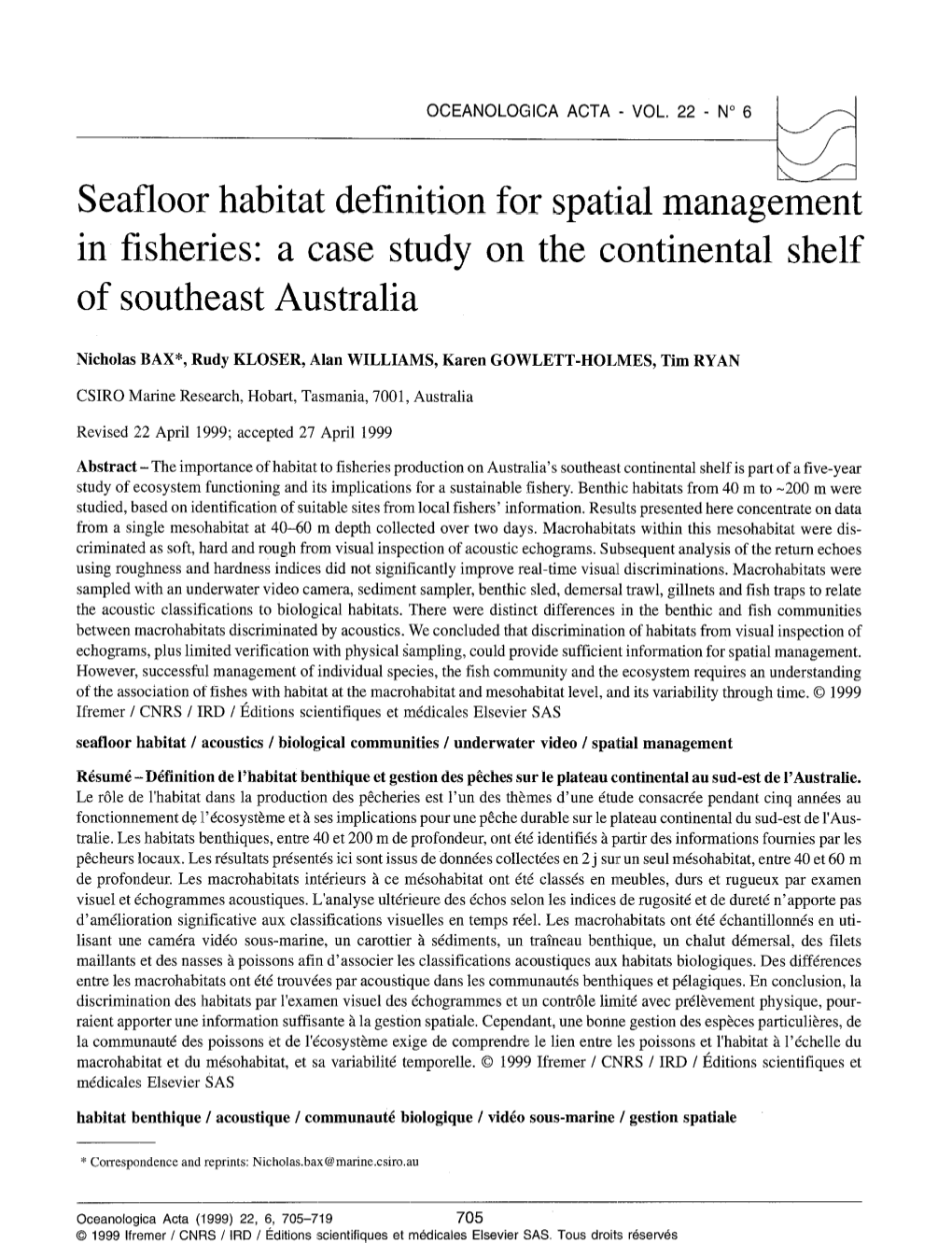 Seafloor Habitat Definition for Spat:Ial Management in Fisheries: a Case Study on the Continental Shelf of Southeast Australia
