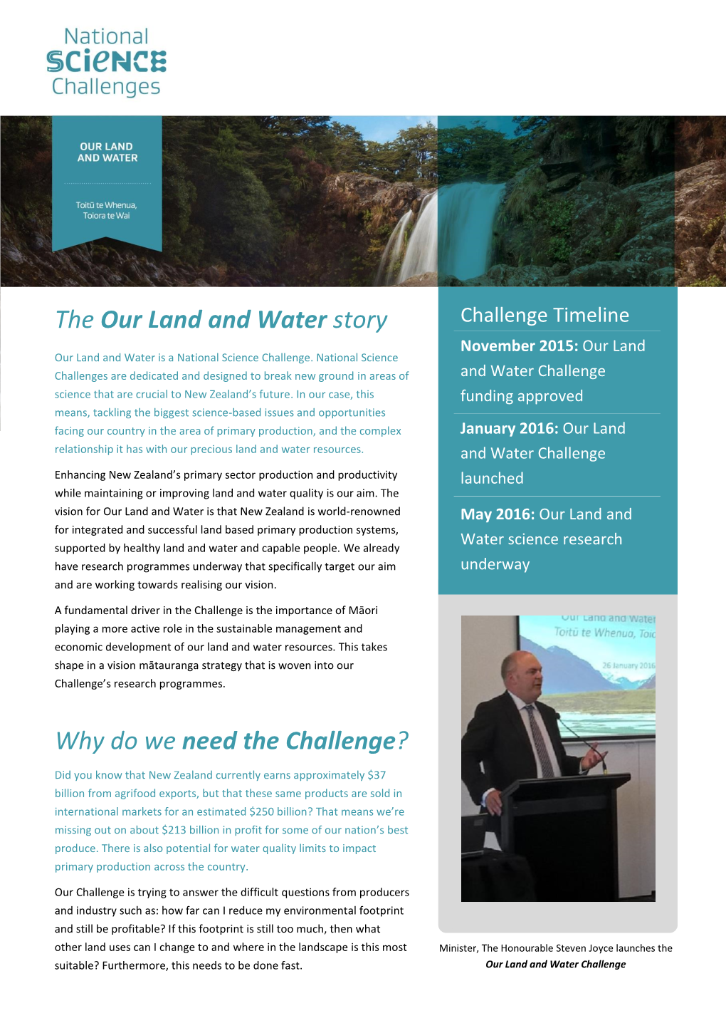The Our Land and Water Story Why Do We Need the Challenge?