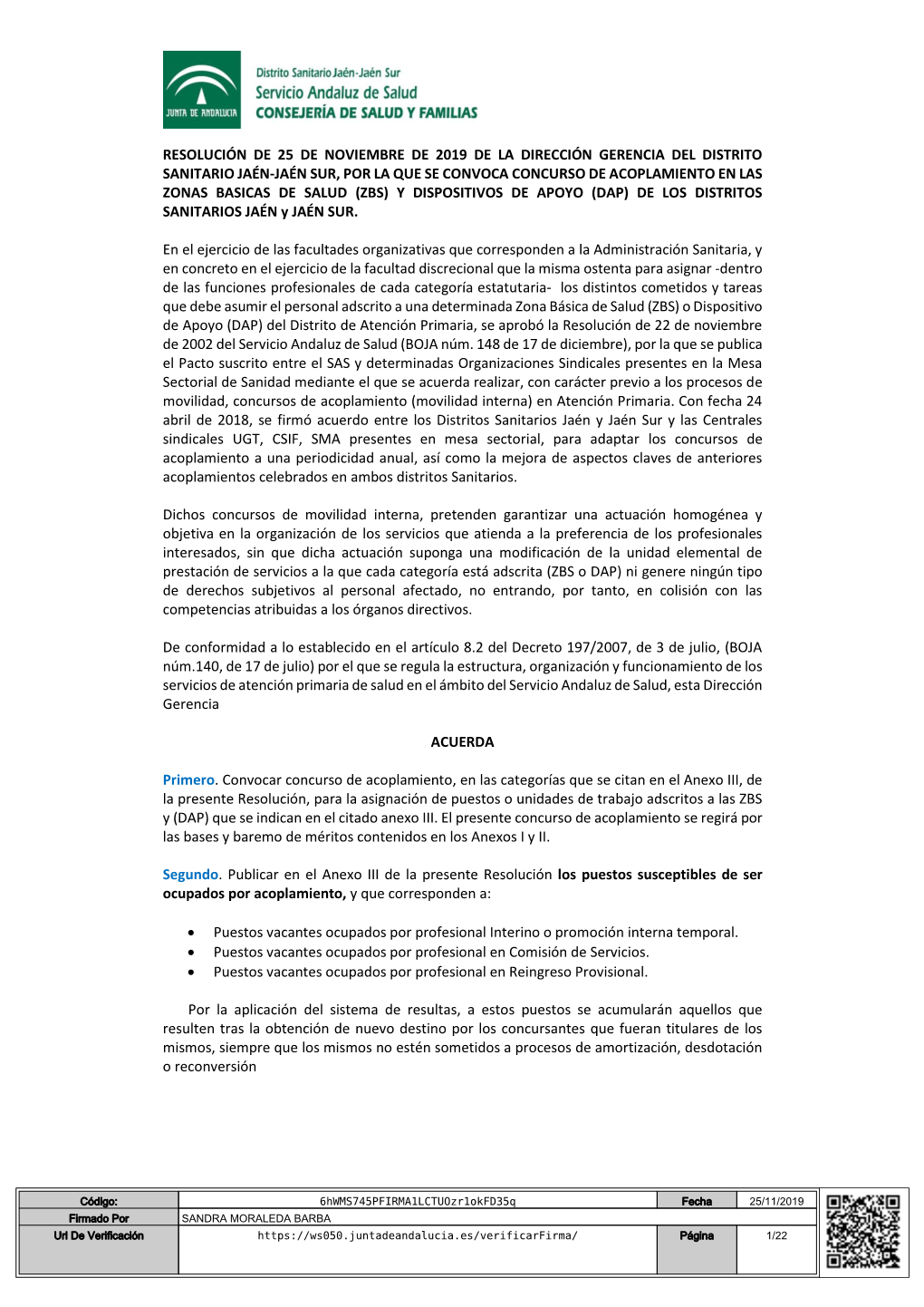 Resolución De 25 De Noviembre De 2019 De La