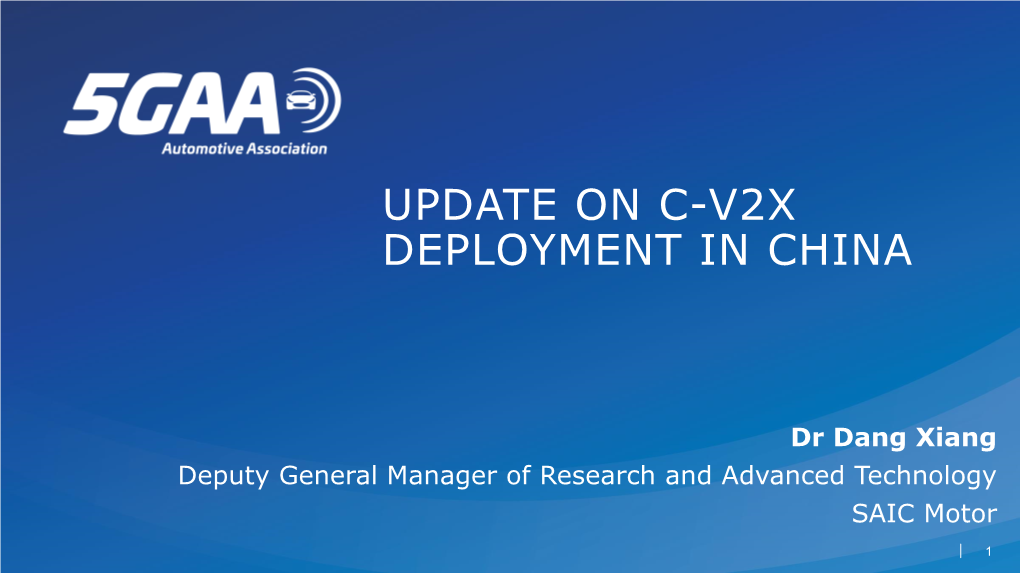 Update on C-V2x Deployment in China
