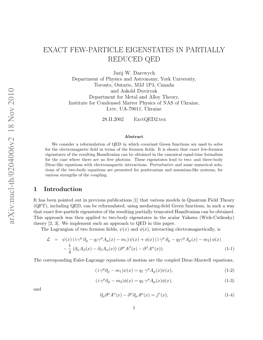 Exact Two-Particle Eigenstates in Partially Reduced