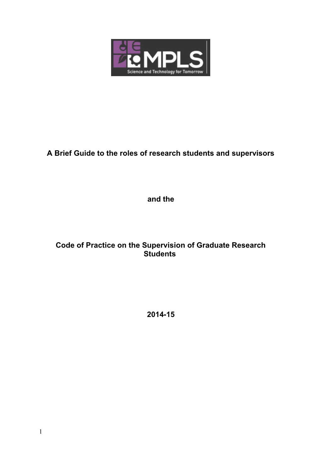 Code of Practice on the Supervision of Graduate Research Students