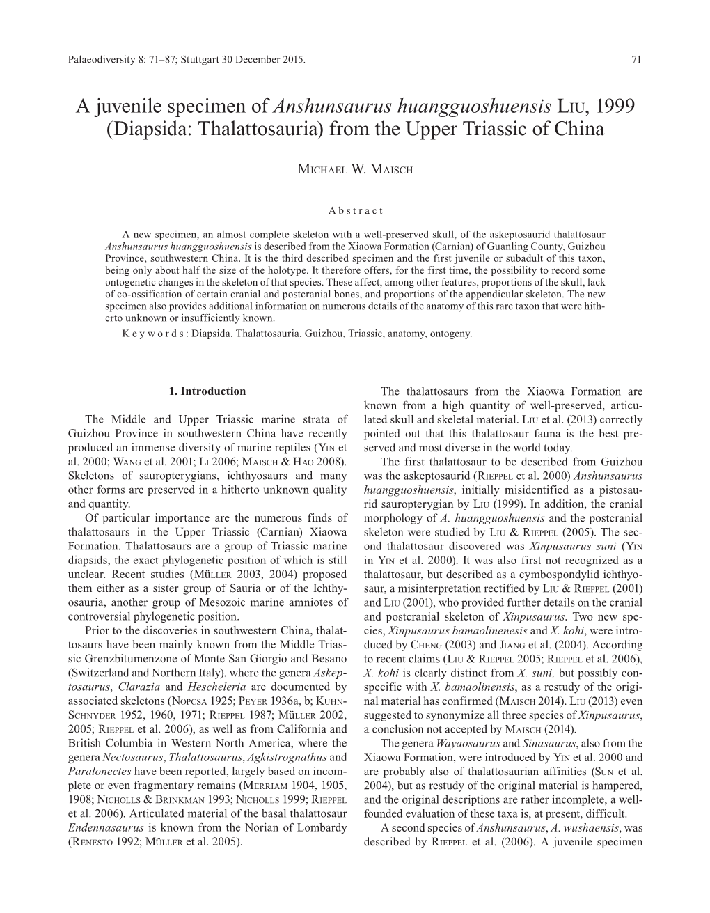 (Diapsida: Thalattosauria) from the Upper Triassic of China