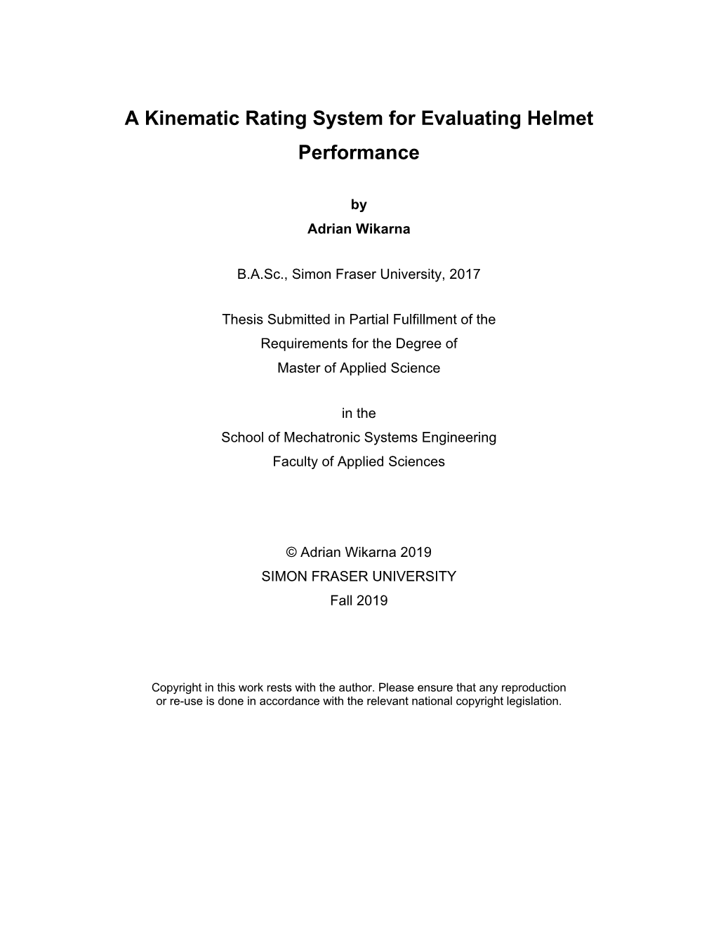 A Kinematic Rating System for Evaluating Helmet Performance