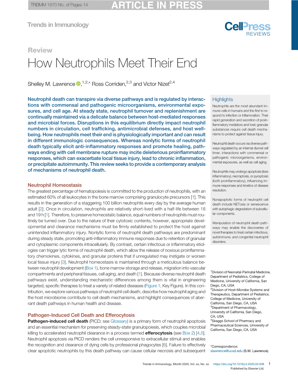 How Neutrophils Meet Their End