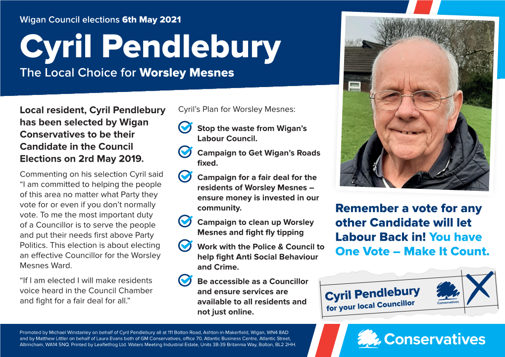 Cyril Pendlebury the Local Choice for Worsley Mesnes